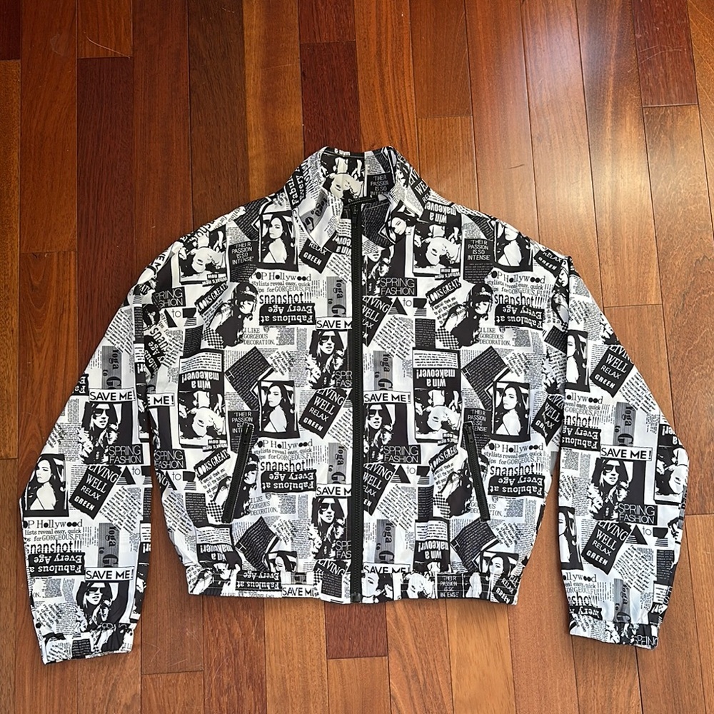 Newsprint Sexy Graphic Lightweight Windbreaker Jacket